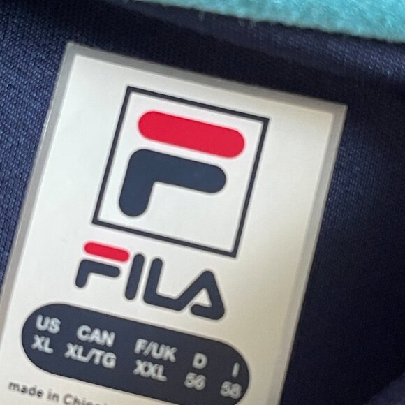 FILA Pickleball Polo Shirt Mens Size XL Blue White Short Sleeve Activewear - Picture 3 of 6